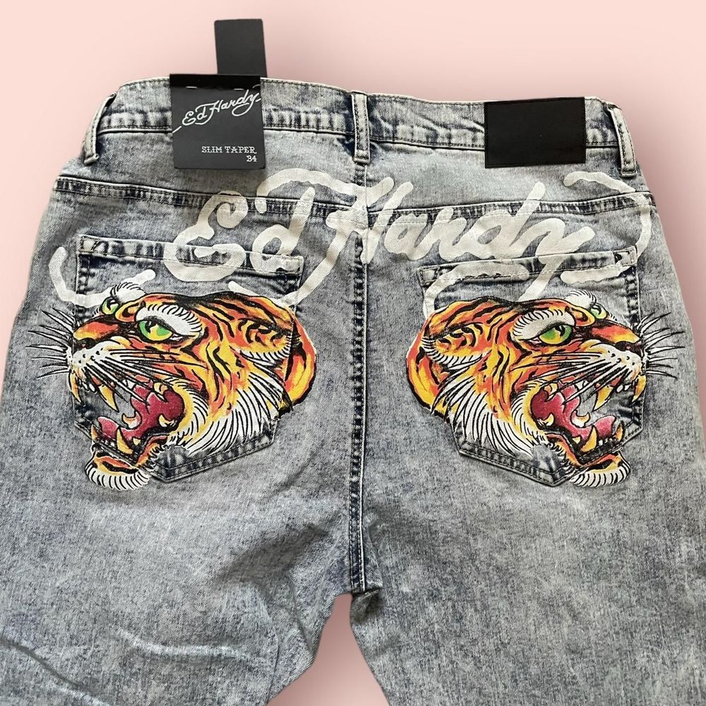 ed hardy jeans with tiger back print